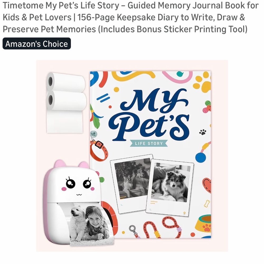 My Pet's Life Story Guided Memory Journal - White & Pink